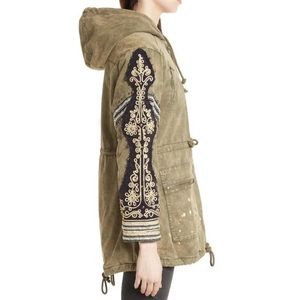 Free People Quills Military Parka Embroidered